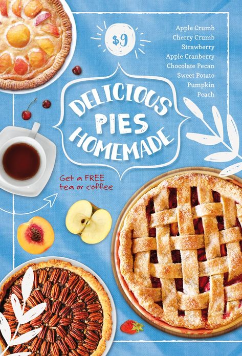 Delicious Homemade Pie Free Flyer Template - https://freepsdflyer.com/delicious-homemade-pie-free-flyer-template/ Enjoy downloading the Delicious Homemade Pie Free Flyer Template created by Bestofflyers!   #Bakery, #Bistro, #Cafe, #Cakes, #Fastfood, #Food, #Restaurant, #Special Apple Crumb, Free Psd Flyer Templates, Food Cartoon, How To Make Sandwich, Free Flyer Templates, Chocolate Pecan, Food Wallpaper, Free Tea, Food Poster Design