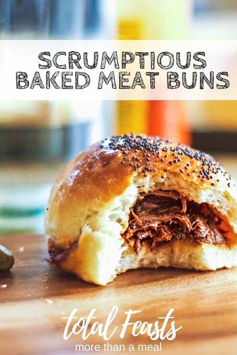 This baked meat buns recipe is brilliant for a family gathering. Tender beef baked inside a homemade bun. Meat Buns Recipe, Meat Buns, Baked Meat, Meat Bun, Homemade Buns, Bread Rolls Recipe, Bacon Fries, Buns Recipe, Slow Cooked Beef