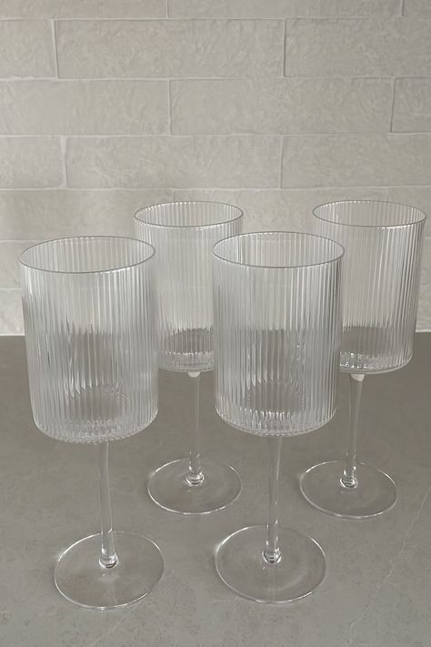 New! Linear Ribbed Goblet Wine … curated on LTK Cute Glasses Kitchen, Glass Drinking Cups, Ribbed Wine Glasses, Trendy Wine Glasses, Drink Glasses Aesthetic, Aesthetic Drinking Glasses, Cute Cups Aesthetic, Restaurant Glassware, Aesthetic Wine Glasses