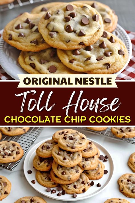 You can't beat original Nestle Toll House chocolate chip cookies. They're classic for a reason- warm, gooey, chocolatey, and perfect for snacking! Delicious. Cholate Chip Cookies, Nestle Chocolate Chip Cookie Recipe, Nestle Toll House Chocolate Chip Cookies, Pillsbury Chocolate Chip Cookies, Toll House Chocolate Chip Cookies, Nestle Tollhouse Chocolate Chip Cookies, Nestle Chocolate Chip Cookies, Tollhouse Cookie Recipe, Nestle Recipes