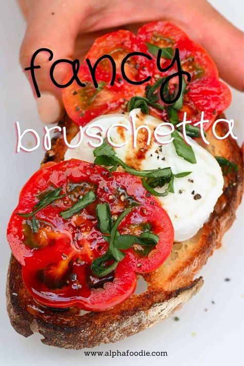 This mozzarella bruschetta is inspired by Caprese salad, combining tomato bruschetta with mozzarella over garlic-infused toasted bread for a simple, fresh, and delicious tomato, basil, mozzarella appetizer to impress this summer! Tomato And Mozzarella Bruschetta, Mozzarella Tomato Basil Toast, Mozzarella Tomato Bruschetta, Tomatoe Mozz Basil Bread, Mozzarella And Tomato Toast, Tomato Mozzarella Basil Bruschetta, Bread Tomato Mozzarella, Tomatoe Mozz Basil, Tomatoe Mozz Basil Salad