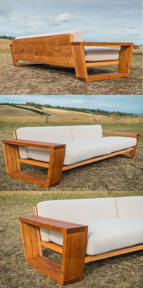 The World's Largest Collection of 16,000 Woodworking Plans! #woodworkingplans #woodworkingprojects #easywoodworkingprojects #woodworkingtools #woodworkingtips #woodworkingforbeginners #woodworkingbooks #woodworkingideas Wood Frame Couch, Homemade Sofa, Outdoor Sofa Diy, Wooden Couch, Wooden Sofa Set Designs, Wooden Sofa Designs, Pallet Sofa, Wooden Sofa Set, Diy Couch