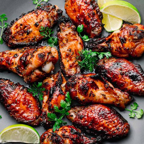 Grilled Chicken Chinese Recipes, Bbq Thai Chicken, Thai Wing Sauce, Gai Yang Chicken Recipe, Traditional Thai Food Recipes, Asian Grill Recipes, Asian Style Chicken Wings, Asian Bbq Recipes, Bbq Wings Grilled