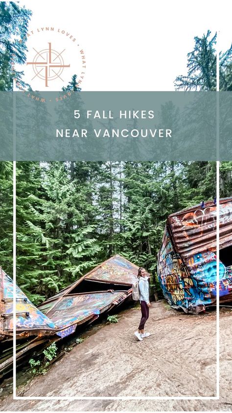 There’s something about autumn that makes for a great time to be outdoors – there’s plenty to do! Here are 5 Fall Hikes Near Vancouver Canada that you should add to your list. Brandywine Falls Whistler, 4 Lakes Trail Hike in Squamish, Train Wreck Hike in Whistler, Crooked Falls Hike in Squamish, and Murrin Loop and Jurassic Ridge Trail Hike Near Vancouver. Vancouver Hiking, Brandywine Falls, Fall Hikes, Backyard Adventure, Canada Travel Guide, Train Wreck, Adventure Bucket List, Fall Hiking, Vancouver Canada