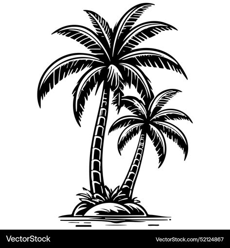 Palm Tree Outline, Palm Tree Sketch, Cartoon Palm Tree, Silhouette Outline, Calligraphy Fonts Alphabet, Palm Tree Vector, Palm Tree Silhouette, Free Business Card Mockup, Vector Background Pattern