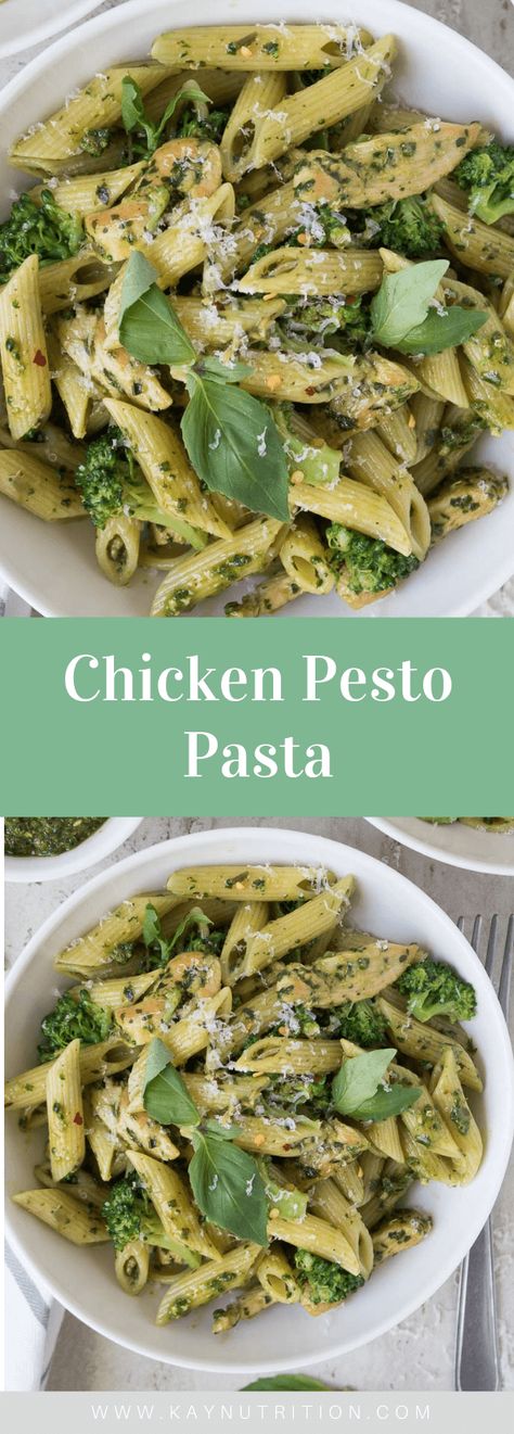 Healthy chicken pesto pasta! With grilled chicken, basil pesto, and broccoli, this chicken pesto pasta recipe is tasty and easy to make. Resep Oatmeal, Pesto Pasta Recipes Chicken, Pasta With Broccoli, Chicken Pesto Pasta, Pesto Pasta Recipes, Chicken Pesto, Pesto Chicken Pasta, Healthy Pasta Recipes, Pesto Recipe