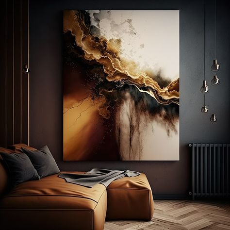 Introducing the Earthy Abstract Canvas Wall Art - a stunning piece of home decor that brings a touch of the desert into your living space. With its speckled texture and earthy tones, this wall art creates a warm and inviting atmosphere that's perfect for any room. This high-quality wall art is more than just a beautiful decoration - it's a piece of craftsmanship. The canvas is made from a durable blend of cotton and polyester, and it features a special proprietary coating that protects your prin Earth Tone Walls Living Room, Masculine Modern Living Room, Earth Tone Paintings, Dark Earthy Living Room, Desert Interior Design, Mexico Villa, Wall Decor Living Room Modern, Speckled Texture, Earthy Decor