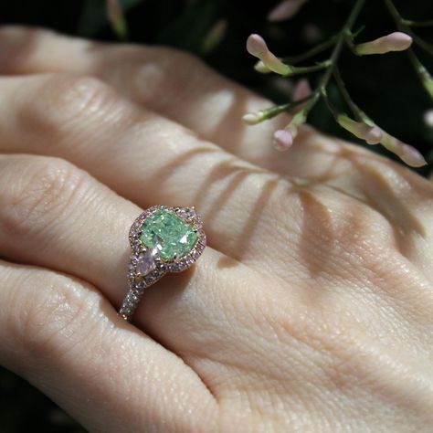 Lime Green Engagement Ring, Green Diamond Wedding Ring, Green Diamond Ring, Green Engagement Rings, Coloured Diamonds, Green Diamond Rings, Fancy Diamond Ring, Green Diamonds, Pink Diamond Ring