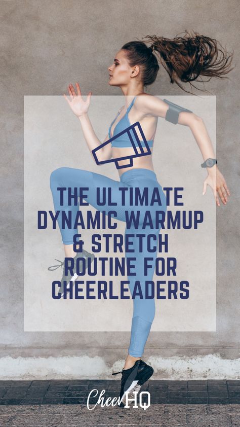 Full-Body Dynamic Warmup & Stretch Routine for Cheerleaders - Cheer HQ Cheer Conditioning Workouts Cheerleading, Cheer Stretching Routine, Cheer Practice Warm Up Routine, Conditioning Workouts Cheerleading, Cheer Stretches For Beginners, Cheer Warm Up Routine, Cheer Jumps Stretches, Cheerleader Workout Plan, Cheer Conditioning Workouts