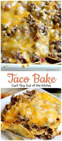 Tex Mex Casserole, Baked Tacos Recipe, Mexikansk Mat, Taco Bake, Meat Loaf, Think Food, Idee Pasto Sano, Lunch Snacks, Beef Dishes