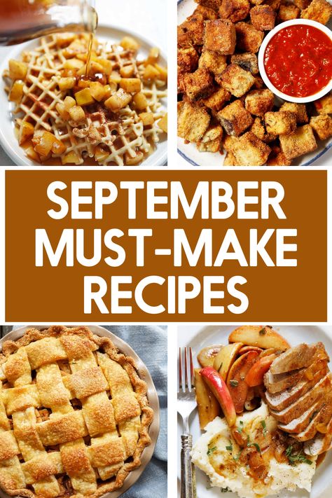 September is here, which means it's unofficially fall, and we're all getting into all the cozy cooking and baking while still being able to enjoy a lot of fresh produce. Here is a seasonal list of What to Cook in September! September Baking Recipes, What To Cook In September, Fall Baking List, September Baking, Healthy Apple Pie Filling, Easy Black Bean Soup, Kitchen Website, Braised Kale, Slow Cooker Apple Butter