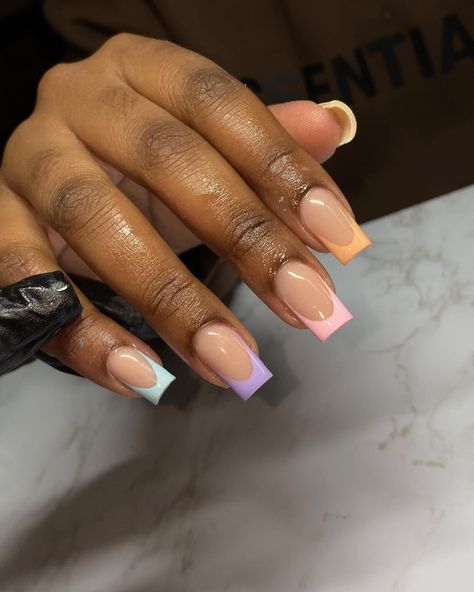 Nail Artist💗 on Instagram: “The colours on this set are🔥 #nails #nailsofinstagram #frenchnails” Nails Techniques, Acrylic Toe Nails, French Acrylic Nails, Short Square Acrylic Nails, Unique Acrylic Nails, Henderson Nv, Long Square Acrylic Nails, Bling Acrylic Nails, Acrylic Nails Coffin Short