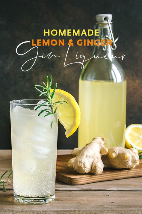 Follow this easy, step-by-step recipe for lemon and ginger gin liqueur for a sort of fiery limoncello-inspired tipple that’s just as delicious when topped up with ice-cold soda in summer as it is mixed with lemonade or ginger ale for a warming winter drink. Lemon Liqueur Recipe, Ginger Liqueur Recipe, Homemade Gin, Thai Food Photography, Ginger Soda, Infused Gin, Ginger Liqueur, Bitter Lemon, Winter Drink