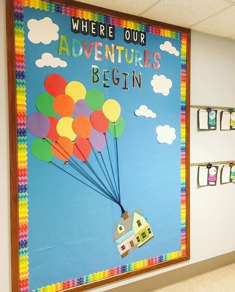 We're loving @simplecreativeteaching's "Where our Adventure Begins" bulletin board! Who's still adjusting to their new adventure? Disney Bulletin Boards, Toddler Bulletin Boards, Up Bulletin Board, Our Adventure Begins, Disney Themed Classroom, Summer Bulletin Boards, Teacher Bulletin Boards, School Board Decoration, Creative Teaching Press