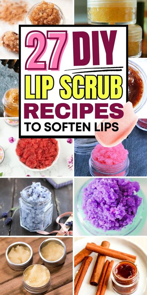 Diy Scrub Bars, Lip Scrub Diy Recipes, Easy Diy Lip Scrub, Diy Lip Scrubs, Scrub Recipe Diy, Diy Lip Scrub, Natural Lip Scrub, Diy Lip Balm Recipes, Lip Scrub Recipe