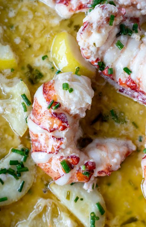 How To Cook Lobster Tails Without Shell, Butter Pouch Lobster, Sauteed Lobster Meat, Lobster Poached In Butter, Large Lobster Tail Recipe, How To Clean Lobster Tail, Butter Poached Lobster Tails, Lobster For Breakfast, Lobster Starter Recipes