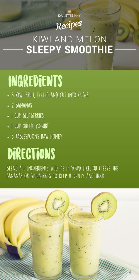 Kiwi melon smoothie for a good night's sleep. Sleep Juice Recipes, Night Smoothie Healthy, Night Smoothie, Smoothie Chart, Dannette May Recipes, Bedtime Smoothie, Flat Abs Diet, Paleo Smoothies, Citric Fruits