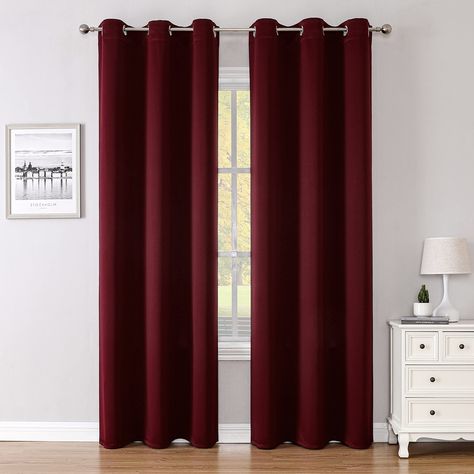 PRICES MAY VARY. Package includes: 2 blackout curtain panels, each panel measures 42" Width by 84" Length. 2 panels total measure 84" width by 84" length. Grommet Top Design: Each curtain panel has 6 silver metal grommets (1.6” inner diameter) on top. Fits with standard curtain rods, very easy to install and slide smoothly. Quality Material: Apriko blackout curtains are crafted from heavy quality durable polyester material. No strange smell, smooth to touch. Multiple Functions: Our blackout curt Maroon Curtains, Curtain For Door Window, Insulated Curtains, Thermal Curtains, Darkening Curtains, Window Drapes, Curtain Designs, Grommet Curtains, Colorful Curtains