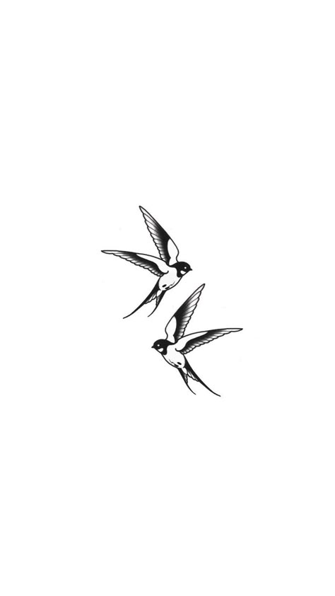 Two Swallows Tattoo Traditional, Non Shaded Tattoos, Bird Tattoo Men Arm, Bird Sternum Tattoo, Two Swallows Tattoo, Small Swallow Tattoo, Swallow Tattoo Men, Birds Flying Tattoo, Traditional Bird Tattoo