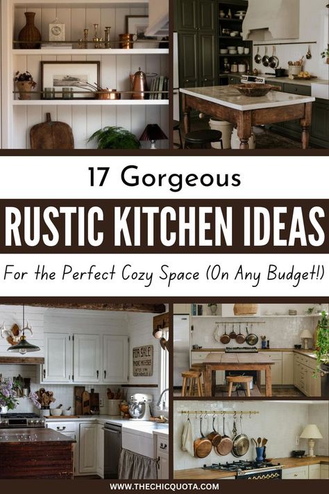 rustic kitchen ideas Country Kitchens Farmhouse Rustic, Rustic Farmhouse Kitchen Backsplash, Kitchen Hygge, Simple Rustic Kitchen, Italian Rustic Kitchen, English Farmhouse Kitchen, Traditional Rustic Kitchen, Affordable Farmhouse Kitchen, Farm Kitchens