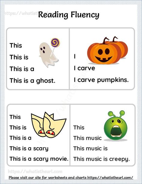 This reading fluency worksheet is created in the Halloween theme.Please download the PDF Free Reading Fluency Worksheets – Exercise 27 (Halloween Theme) Halloween Fluency Activities, Halloween Exercises For Kids, Fluency Worksheets, Phonics Reading Passages, Reading Cards, Bible Proverbs, Shape Activities Preschool, Reading Comprehension For Kids, Sentence Activities