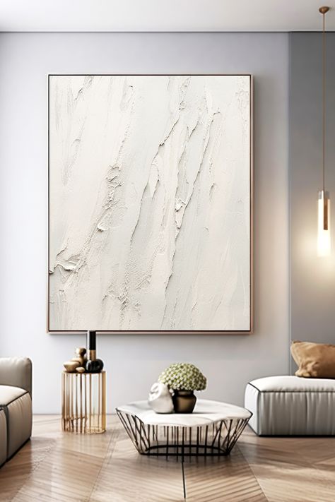 Original handmade white textured canvas painting with minimalist design and rich texture created using palette knife technique Textured Canvas Painting, White Canvas Art, Minimalist White, Textured Canvas, Textured Wall Art, Minimalist Decor, Minimalist Design, Decor Styles, Canvas Painting