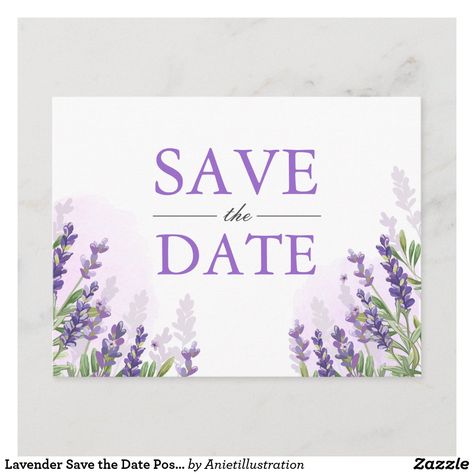 Lavender Save the Date Postcard Elegant Purple Save The Date Lavender Theme, Save The Date Background, Date Background, Purple Save The Date, Lavender Wedding Invitation, Purple Save The Dates, Lavender Invitation, Lavender Wedding Theme, Lavender Wedding Invitations