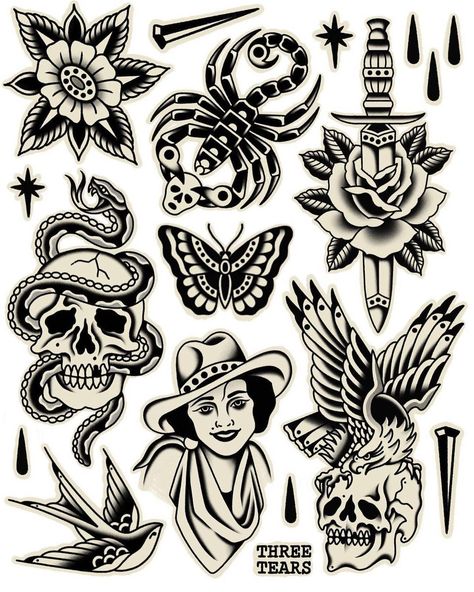 Black Flash Tattoos, Tattoo Stockholm, Traditional Tattoo Man, Arte Hippy, Traditional Tattoo Stencils, Traditional Black Tattoo, Traditional Tattoo Flash Art, Tattoo Catalog, Traditional Tattoo Inspiration