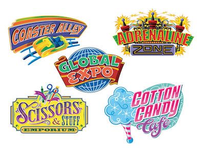 Roller Coaster Park Signs Theme Park Signage Design, Amusement Park Logo Design, Theme Park Signage, Roller Coaster Park, Light Bulb Logo, Retro Signage, Park Signage, Canvas Bag Design, Theme Parks Rides