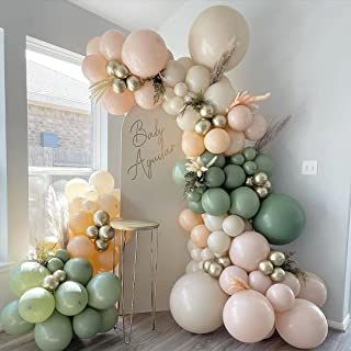 Desert Party Decorations, Bridal Shower Party Decorations, Pink Gold Party, Jungle Balloons, Blush Balloons, Green Balloons, Jungle Theme Birthday, Gold Party Decorations, Metallic Balloons