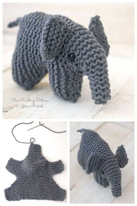 Knit Animals Easy, Knitted Elephant Free Patterns Easy, Easy Knitting Animals, How To Knit A Stuffed Animal Easy, Small Animal Knitting Patterns Free, Knitted Elephant Pattern, Plush Knitting Pattern, Easy Knitted Animals, Easy Knit Animals For Beginners