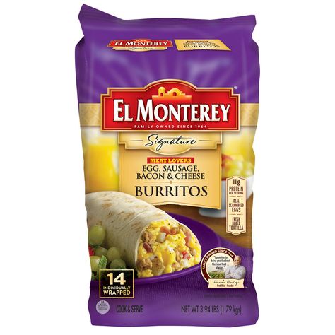 El Monterey Meat Lovers Breakfast Burrito (14 ct.) - Sam's Club Weird Snacks, Snack Rack, Frozen Breakfast, Breakfast Burrito, Filling Breakfast, Food Snacks, 100 Dollar, Sams Club, Kids Food