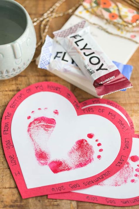 Footprint Valentines, Valentines Toddler, Toddler Valentine Crafts, Crafts Valentines, Diy Valentines Day Gifts For Him, Valentines Day Crafts, Footprint Craft, February Crafts, Valentine Craft