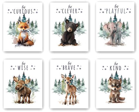 PRICES MAY VARY. Wild Animals Wall Art Decor : We hope that it is not only Lovely Motivational Quotes wild animals wall art decor, but also an artwork that lights up your life.Colorful things always attract children.We use a baby animal with and Beautiful and mysterious forest to create a perfect colorful art print.It's a great gifts for children.playful designs are sure to delight your little ones and add personality to any room. Size and Material: The Motivational Quotes Forest Animals Print P Mountain Animals Nursery, Baby Boy Nursery Outdoor Theme, Moose Baby Nursery, Forest Baby Room, Forest Baby Rooms, Woodland Room Decor, Forest Animal Nursery, Mysterious Forest, Farm Animal Nursery