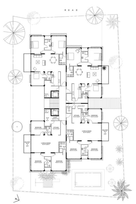 Residential Building Site Plan, Housing Estate Plan, Residential Plan Architecture, Residential Architecture Apartment Floor Plans, Apartment Site Plan Architecture, 4 Flats Building Plan, 3 Bhk Apartment Plan, 3bhk Apartment Plan, 2 Bhk Flats Plan