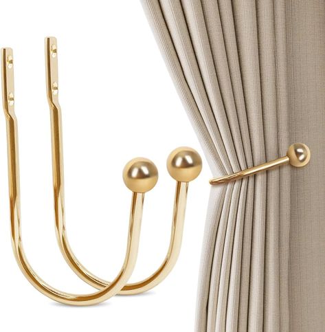 Curtain Tiebacks, Gold Curtain Holdbacks, Wall Mounted Curtain Tieback Hooks Metal Curtain Holders Pullbacks for Drapes Decorative Drapery Wall Hooks for Home Indoor Outdoor, Easy to Install, 2 Pack : Amazon.ca: Home Gold Curtain Tie Backs, Living Room Curtains Modern, Black Curtain Holdbacks, Drapery Wall, Curtains Holder, Curtain Holders, Curtains Living Room Modern, Curtain Tie Back Hooks, Crystal Curtains