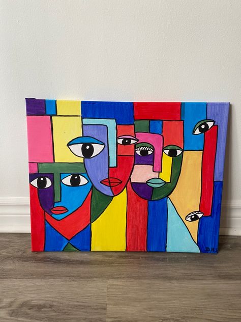 Cubist Paintings, Cubist Art, Easy Cartoon Drawings, Abstract Painting Techniques, Graffiti Style Art, Black Art Painting, Pop Art Portraits, Soyut Sanat Tabloları, Painting Art Lesson