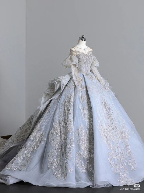 Blue Ball Gown Aesthetic, Ball Gown Aesthetic, Aesthetic Wedding Dress, Gown Aesthetic, Old Airplane, Ball Gowns Fantasy, Debut Gowns, Gaun Abad Pertengahan, Epic Clothing