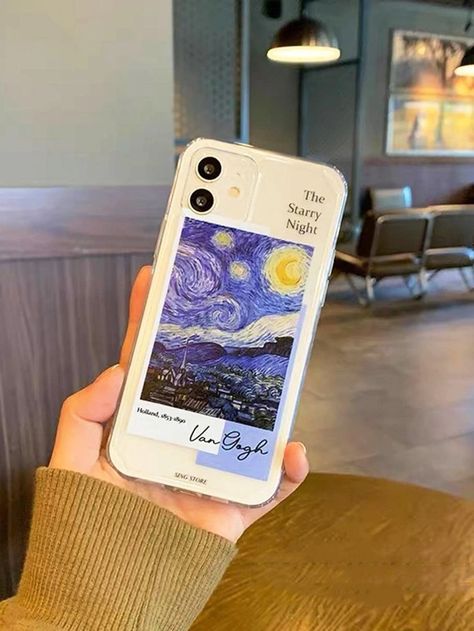 Oil Painting Pattern Phone Case | SHEIN USA Phone Case Diy Paint, Retro Phone Case, Blue Phone Case, Arte Van Gogh, Artist Aesthetic, Diy Canvas Art Painting, Mobile Covers, Diy Phone, Diy Phone Case