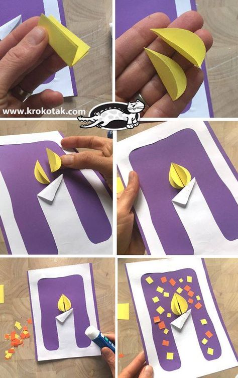 Christmas Paper Crafts For Kids, Hanukkah Crafts, Christmas Art Projects, Paper Candle, Christmas Arts And Crafts, Christmas Paper Crafts, Christmas School, Winter Crafts For Kids, Bible Crafts