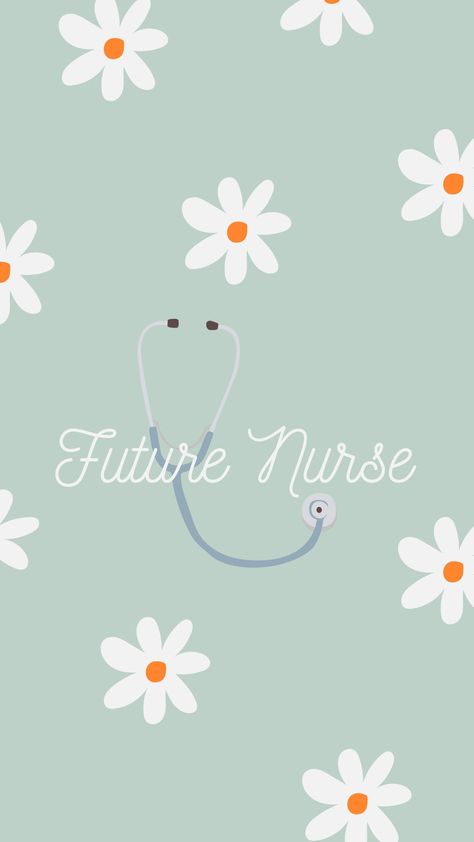 Future nurse phone wallpaper to remind you everyday what your end goal is! With scattered flowers and a calming color. Nursing Student Desktop Wallpaper, Nursing Phone Wallpaper, Nursing School Motivation Wallpaper, Nursing Background Wallpaper, Future Nurse Wallpaper, Future Nurse Aesthetic Wallpaper, Nursing Students Wallpaper, Nursing Art, Nurse Wallpaper