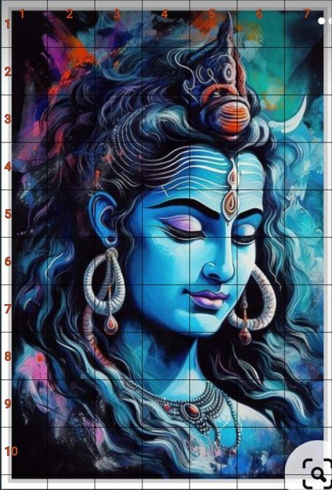 Painting with grid for you to draw with ease Shiv Oil Painting, Ganesha Oil Painting On Canvas, Shiva Watercolor Painting, Shiva Canvas Painting, Shiv Ji Painting, Mahadev Painting, Portrait Rangoli, Ravivarma Paintings, Ganesh Art Paintings