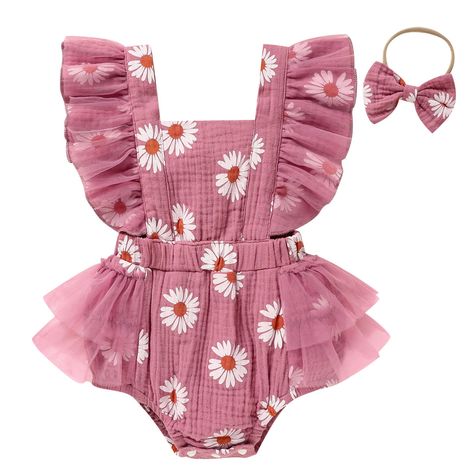 PRICES MAY VARY. 💕【High-quality Material】The cute baby girl clothes is made of 100% cotton. Breathable skin-friendly fabric, soft fabric to keep little baby cool and comfy all spring & summer. 💕【Various Occasion】This baby girl newborn clothes perfect for valentines day a family party, daily home wear, playwear, baby shower, indoor, outdoor, family photographs, christmas, party and holiday. 💕【Cute Design】Our baby girl summer outfit dress uses floral print, sleeveless backless bodysuit with uni