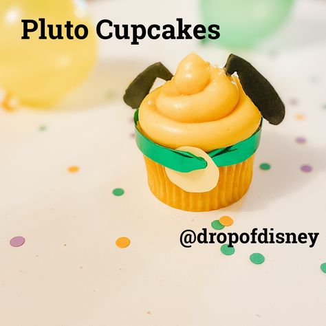 Pluto Themed Birthday Party, Pluto Birthday Party, Pluto Birthday Party Ideas, Pluto Cupcakes, Pluto Cake, Fondant Figurine, Star Wars Cookies, Salted Caramel Frosting, Disney Cupcakes