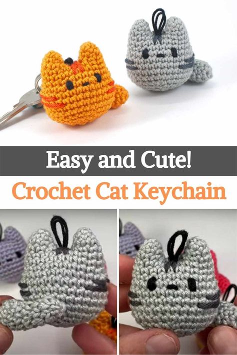 This video tutorial will show you how to crochet this cute cat plush keychain. They are suitable for beginning crocheters, and also a quick project to make, you can easily finish them in a couple of hours. These cats are quite small, they will easily fit in your pocket if you want to use them as a key chain, but they will also look great just hanging on your bag or backpack. They are perfect as party favors or just as a quick gift for your friends. If you are a cat lover, you will love doing... Crochet Cat Keychain, Kat Haken, Chat Crochet, Crochet Dreamcatcher, Crochet Cat Pattern, Crochet Keychain Pattern, Cat Keychain, Haken Baby, Crochet Keychain