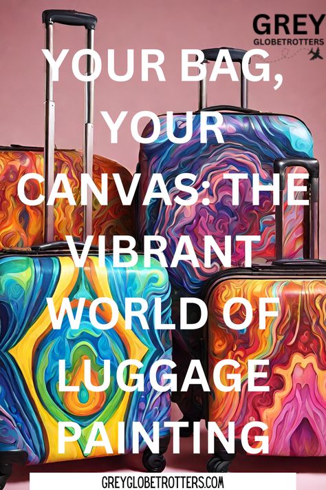 Adventure begins with your suitcase! 🌄🎨 Explore the world in style with hand-painted luggage. #WanderlustVibes #TravelWithArt #CustomLuggage Suitcase Vinyl Ideas, Luggage Decorating Ideas, Painted Luggage, Painted Suitcase, Hard Case Luggage, Custom Luggage, Globe Trotter, You Bag, Fun Crafts