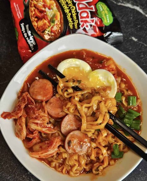 Spicy Buldak Ramen Noodles recipe Buldak Noodle, Spicy Buldak Ramen, Buldak Ramen Recipe, Buldak Recipe, Noodle Party, Spicy Ramen Recipe, Spicy Ramen Noodle Recipes, Spicy Korean Noodles, Chicken Ramen Noodle Recipes