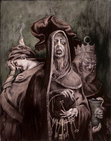 Our Ladies of Sorrow by Santiago Caruso Santiago Caruso, Imagenes Dark, Call Of Cthulhu Rpg, Our Lady Of Sorrows, Call Of Cthulhu, Arte Fantasy, Medieval Art, Arte Horror, Gothic Art