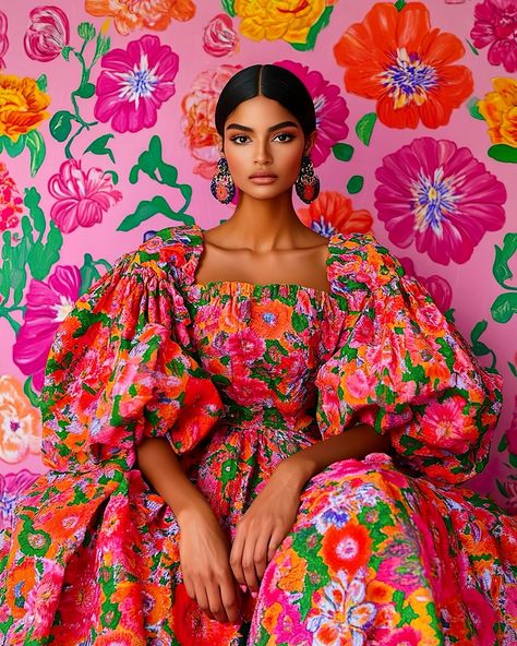 Wallflowers 🌺🇲🇽 #modernmexicanas #wallflowers #tocadodeflores #chicanavibes #maximalism #moreismore #brightcolorsmakemehappy #salomeillustrates Maximalism Aesthetic, Mexican Clothing Style, Maximalism Fashion, Avantgarde Fashion, Hmong Clothes, Mexican Outfit, Mexican Women, Modern Portraits, Arte Inspo