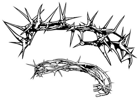 Skull Crown Of Thorns, Crown Of Thorns Illustration, Thorn Crown Drawing, Skull With Thorns, Jesus Thorn Crown Tattoo, Jesus Crown Of Thorns Tattoo, Crown Of Thorns Drawing, Jesus Thorn Crown, Thorn Crown Tattoo